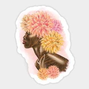 Pretty young girl with flowers in hair. Sticker